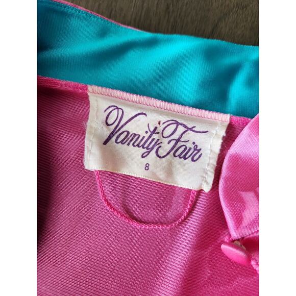 Vintage Vanity Fair Pink Nylon Mandarin Collar Maxi Dress Size 8 READ! - Picture 4 of 12
